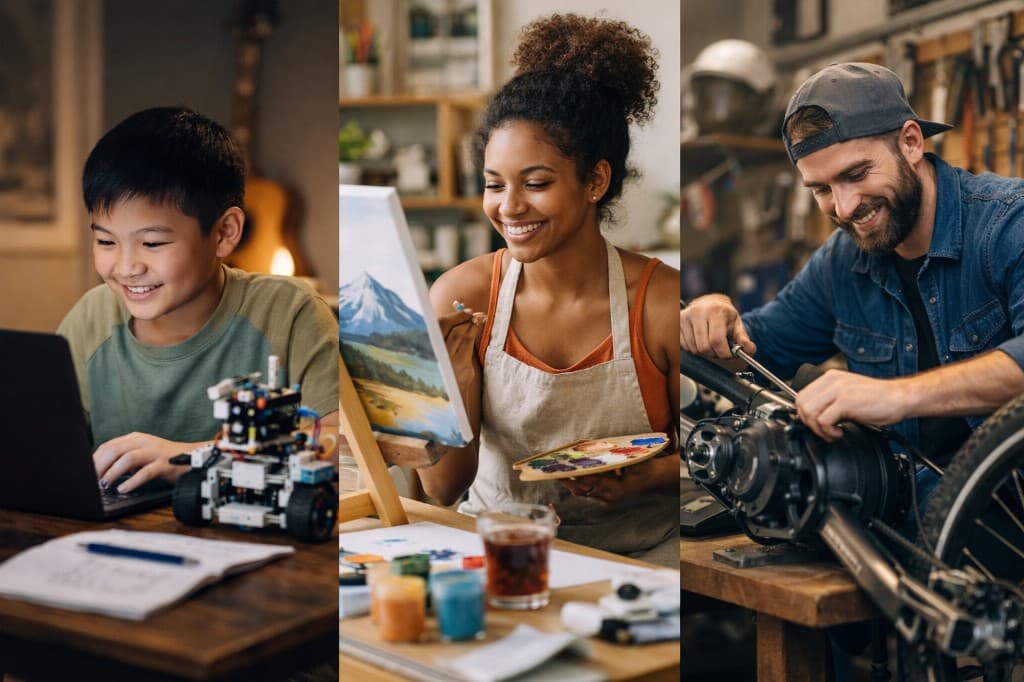 Creators with robotics, painting, and mechanical builds